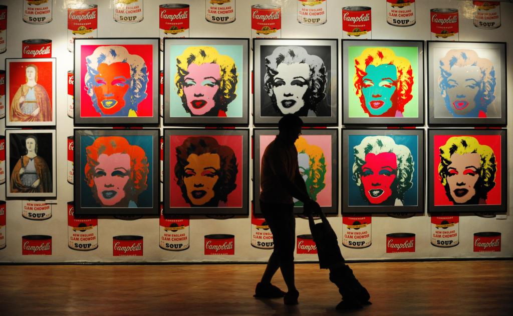 A photo of Warhol's Marilyn Monroe  screenprint collection at Warhol's museum in eastern Slovak town of Medzilaborce on July 15, 2008. 