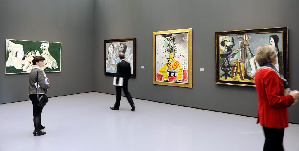 Visitors walk through the exhibition "Miro, Monet, Matisse - The Nahmad Collection" in the Kunsthaus Museum in Zurich, Switzerland