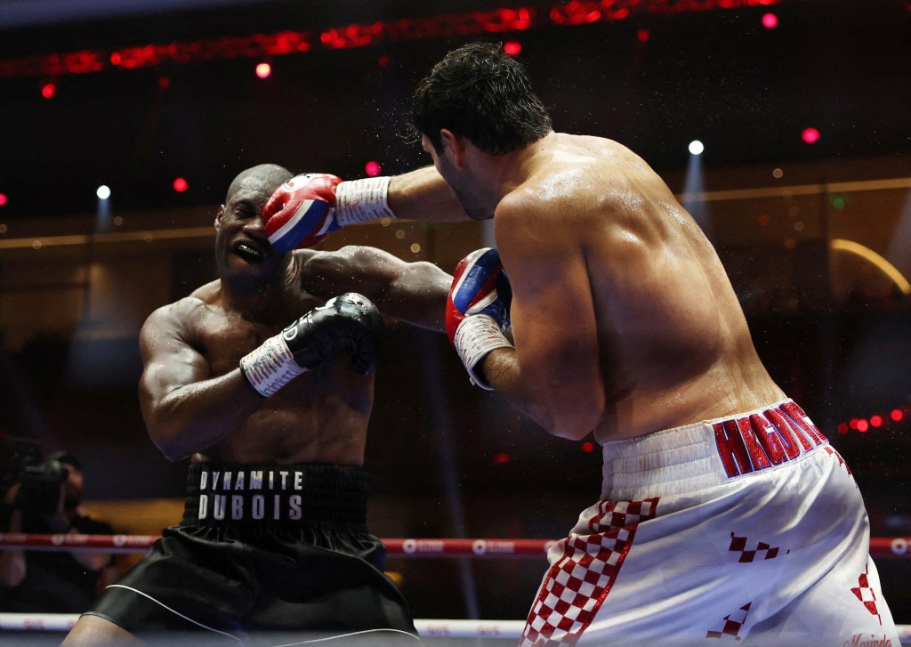 Daniel Dubois, left, fights Filip Hrgovic earlier this month.