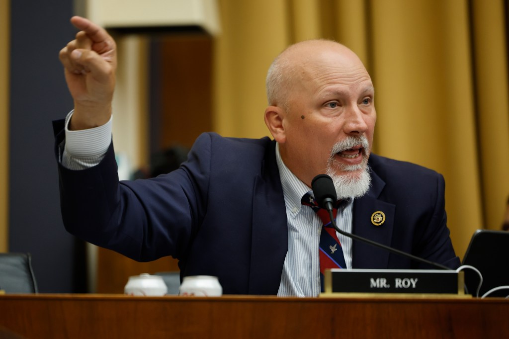 House Judiciary Committee member Rep. Chip Roy (R-TX) questions U.S. Attorney General Merrick Garland during a committee hearing in the Rayburn House Office Building on Capitol Hill on June 04, 2024 in Washington, DC.