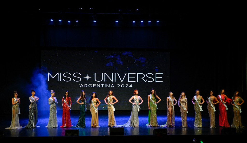 Candidates compete during the final of the Miss Universe Argentina beauty contest in Buenos Aires on May 25, 2024. 