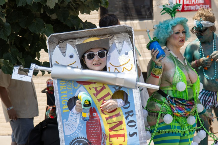 A participant is dressed as a can of sardines.