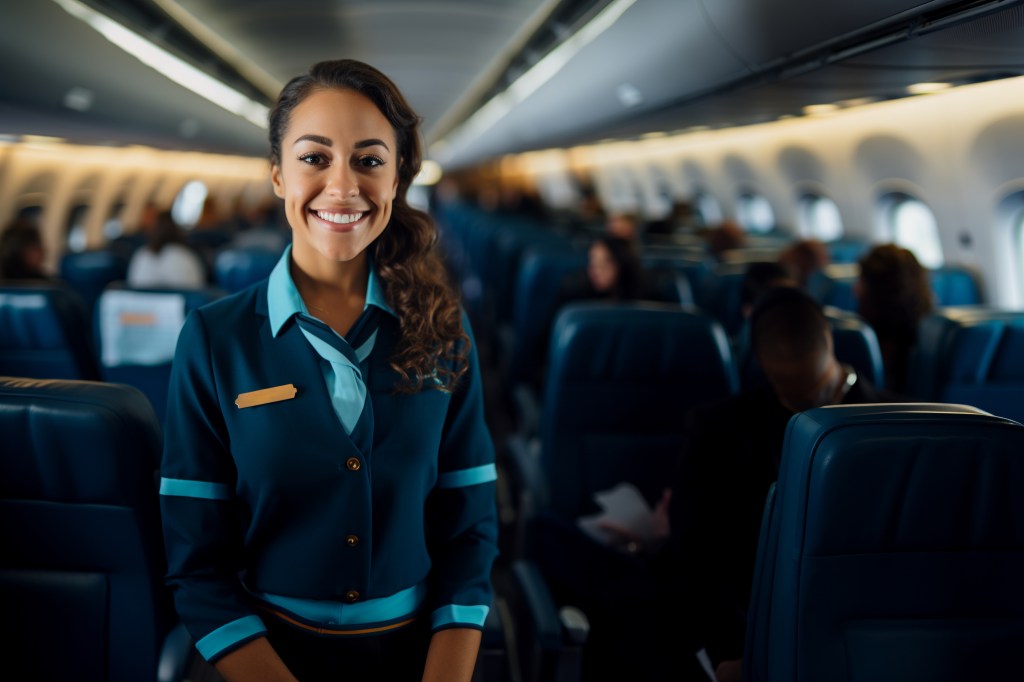 Smiling stewardess.