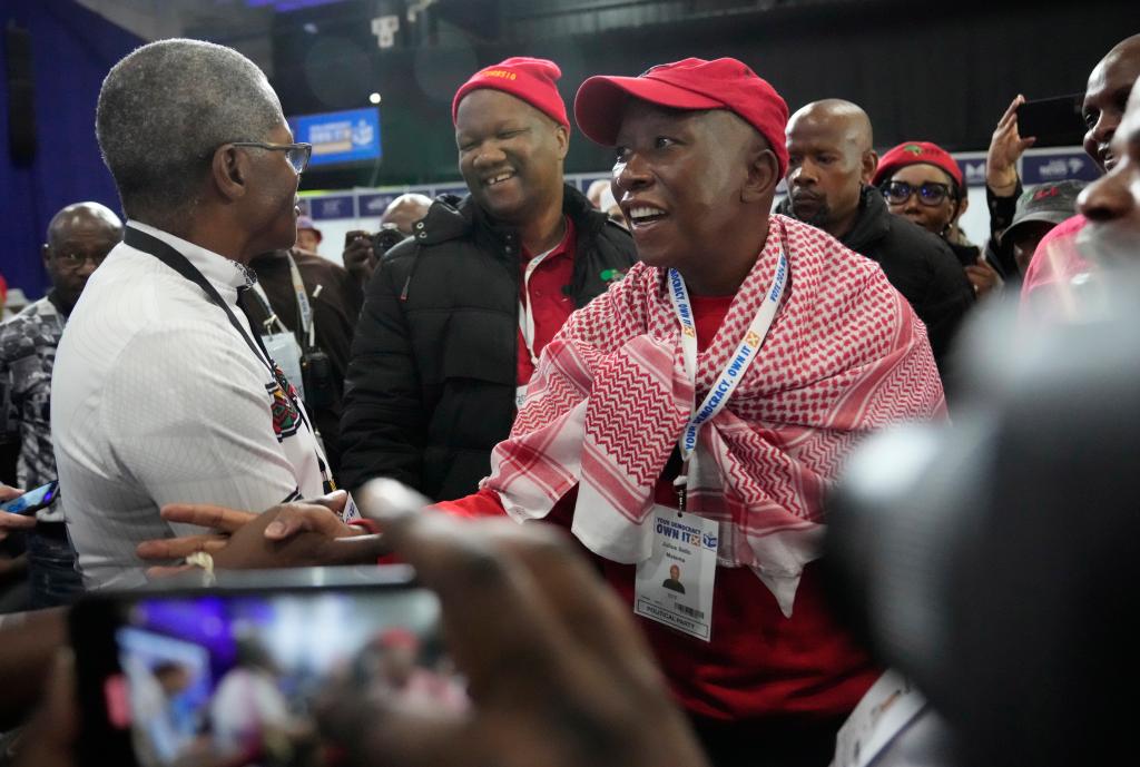 Economic Freedom Fighters (EFF) leader, Julius Malema arriving at the Results Operation Centre.