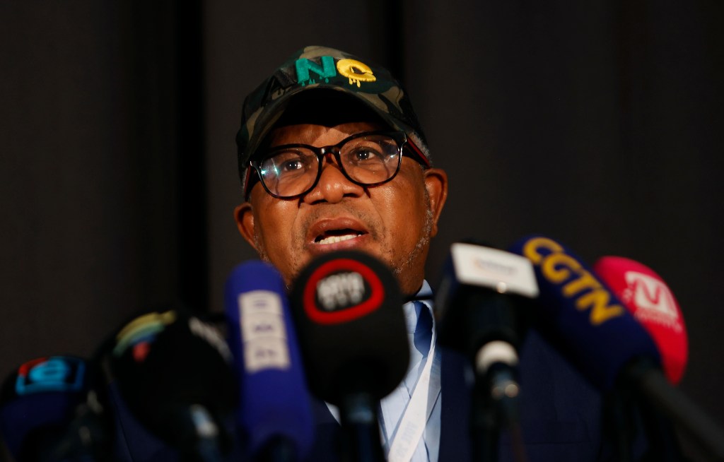 African National Congress secretary-general Fikile Mbalula speaking to the media about the results of the election in Johannesburg on June 2, 2024.