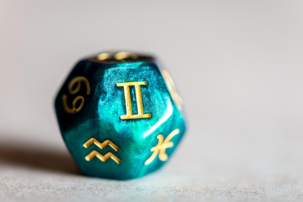 Astrology Dice with zodiac symbol of Gemini May 21 - Jun 20