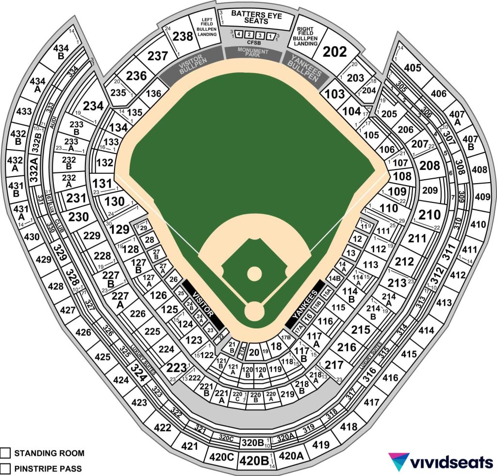 A map of The Bronx's Yankee Stadium.