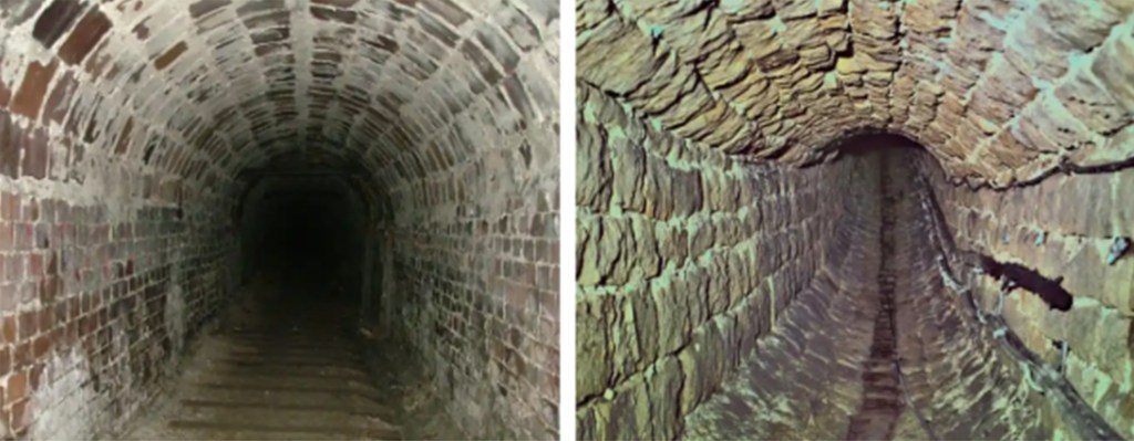 Views from inside of the exposed tunnel