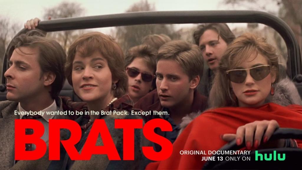 Andrew McCarthy with actors Ally Sheedy, Judd Nelson, Emilio Estevez, and Rob Lowe in a truck for the 'BRATS' documentary on Hulu