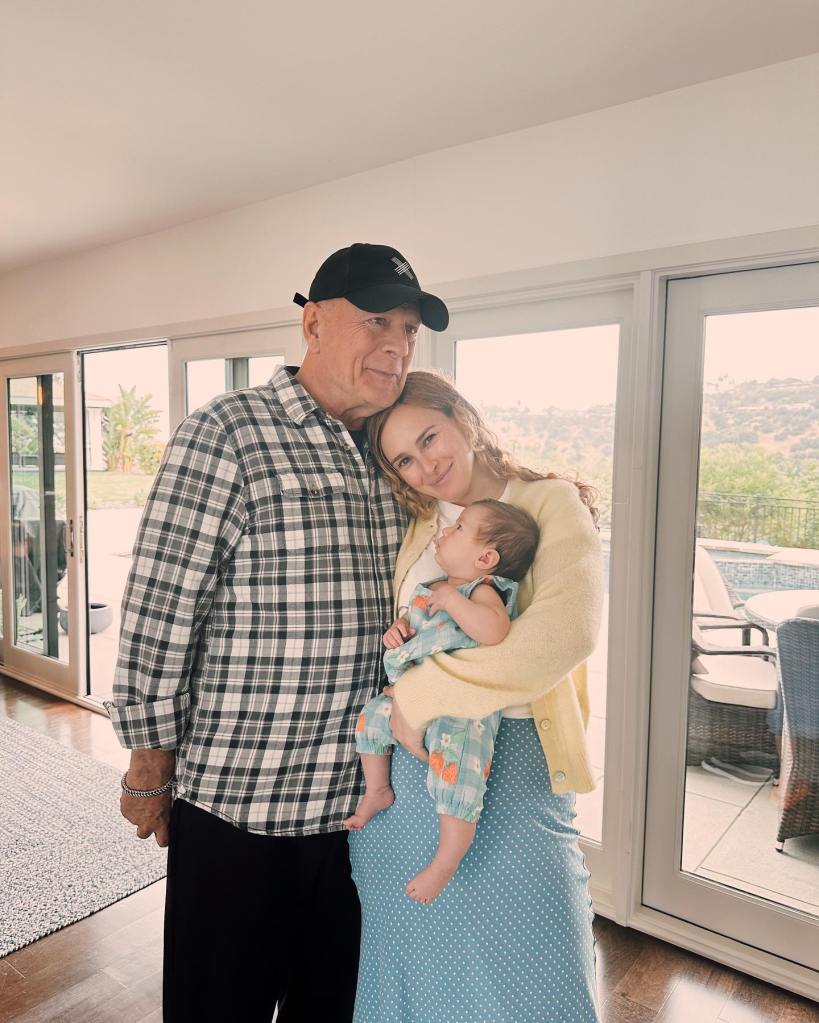 Rumer Willis with her dad Bruce Willis and her daughter