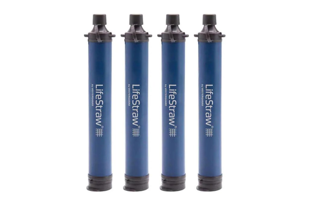 A group of blue tubes with white text