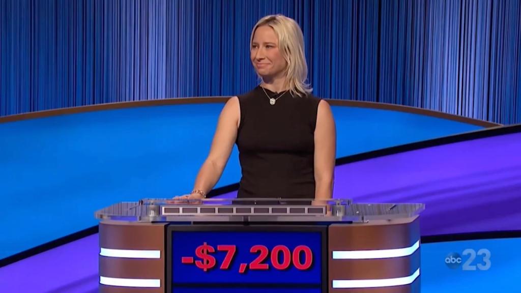 Erin Buker was in the negatives on "Jeopardy!"