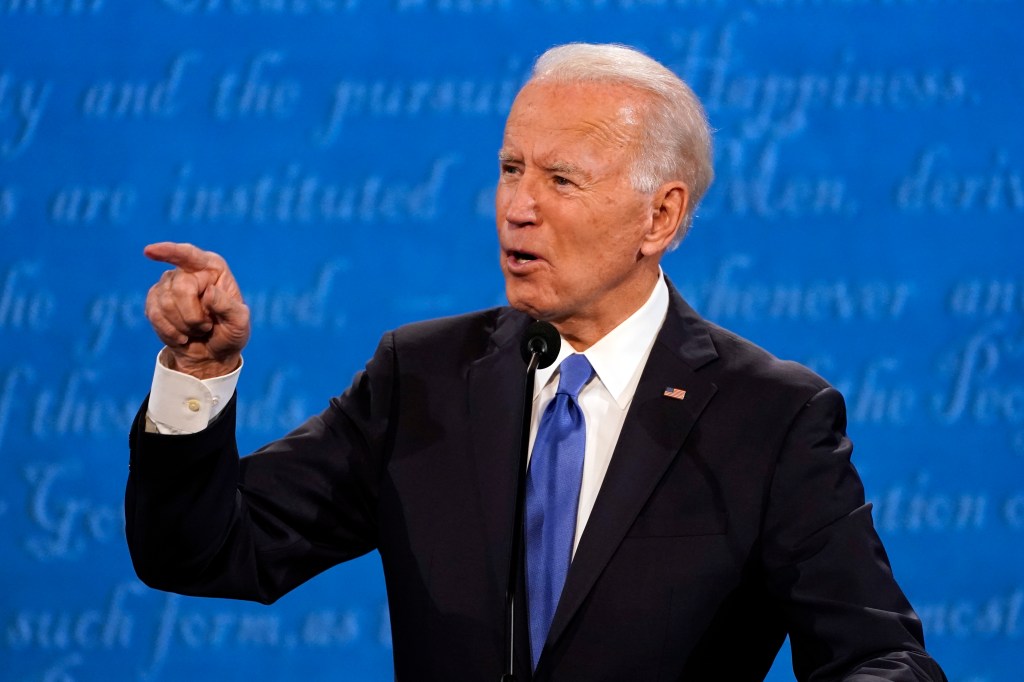 Former Vice President Joe Biden speaking during the final 2020 Presidential Debate at Belmont University, Nashville, Tennessee.