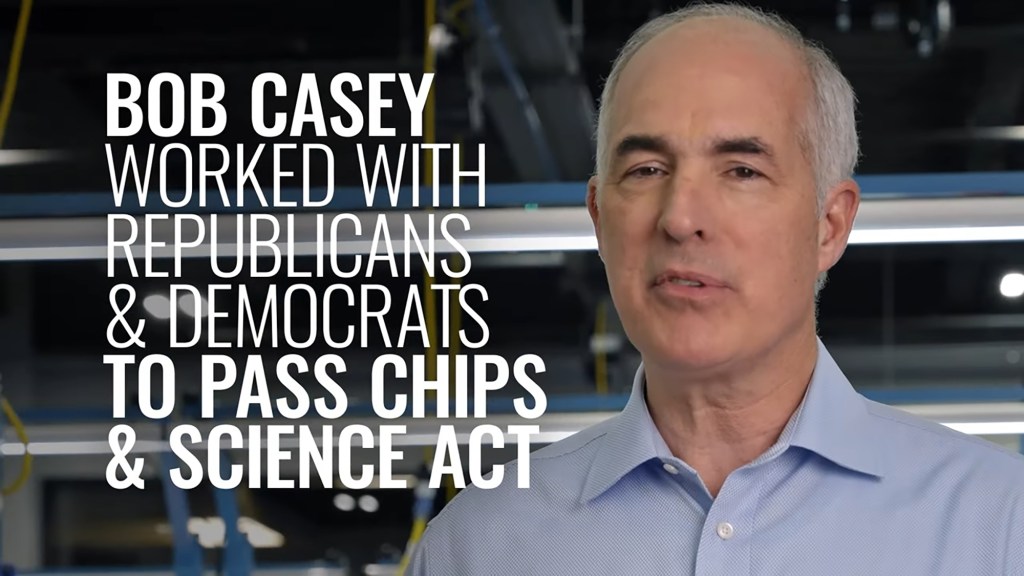 Sen. Bob Casey released a campaign ad that claims he helped pass the CHIPS & Science Act.