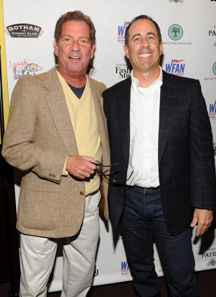 Hiram Kasten and Jerry Seinfeld smiling at the camera during the 8th Annual Laugh For Sight All-Star Comedy Benefit in New York City