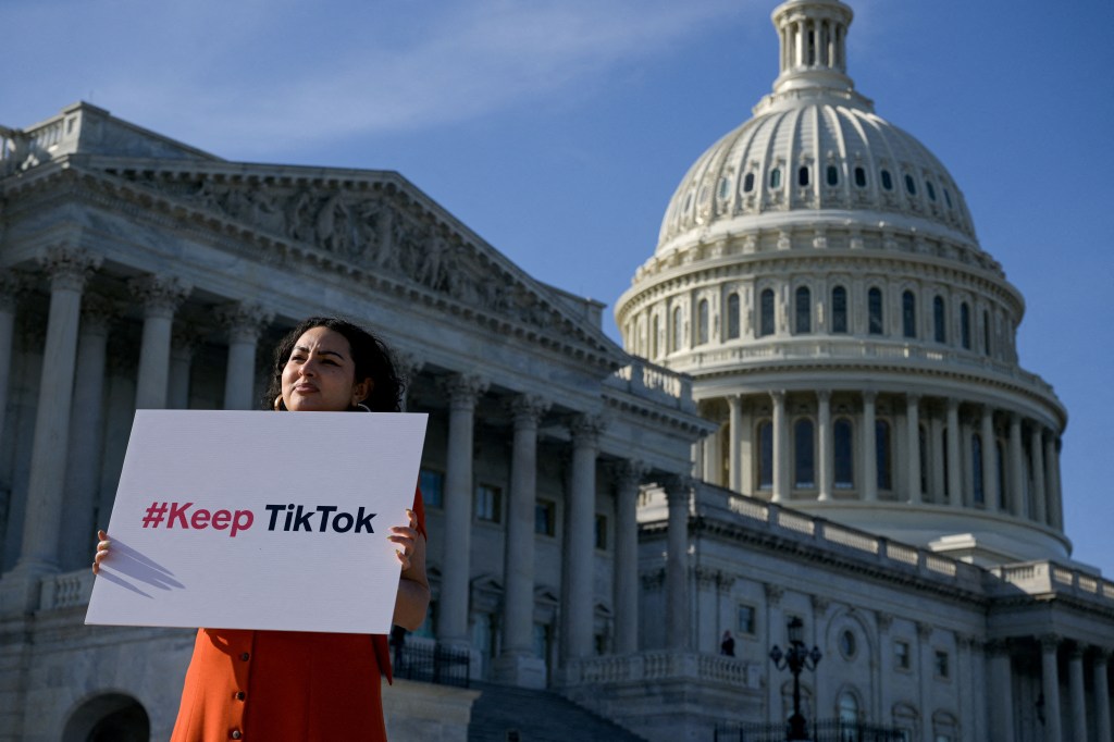 TikTok supporter at the US Capitol in March.