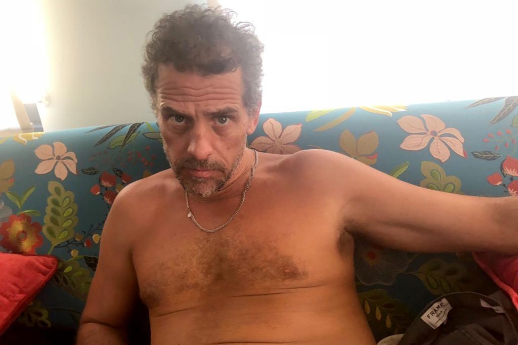 Hunter Biden sitting on a couch, image sourced from his laptop