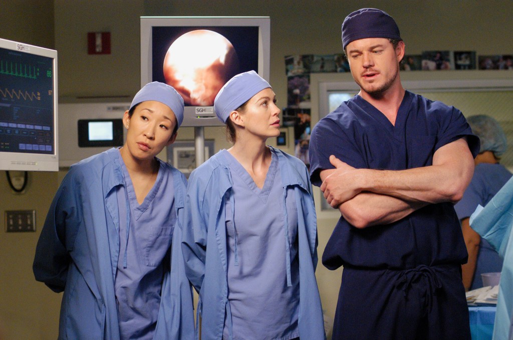 Sandra Oh, Ellen Pompeo and Eric Dane in "Grey's Anatomy"