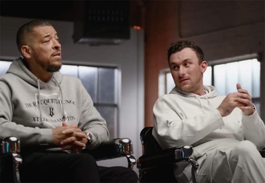 Paul Rivera and Johnny Manziel Johnny Manziel in a brand new episode of "The Shop."