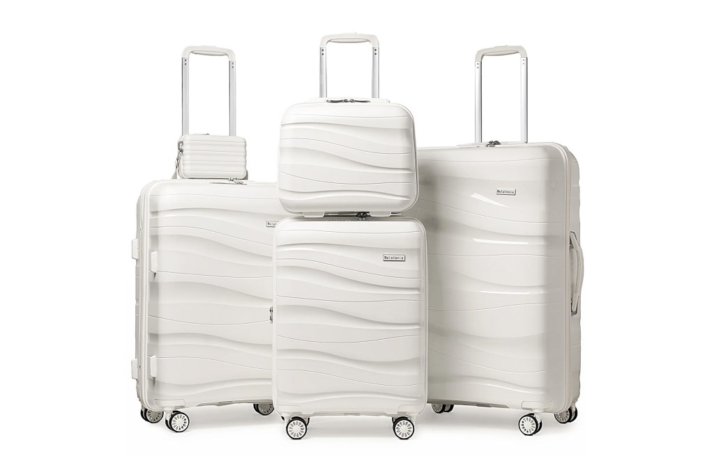 Melalenia - 5 Luggage Sets PP Hardside Spinner Luggage -