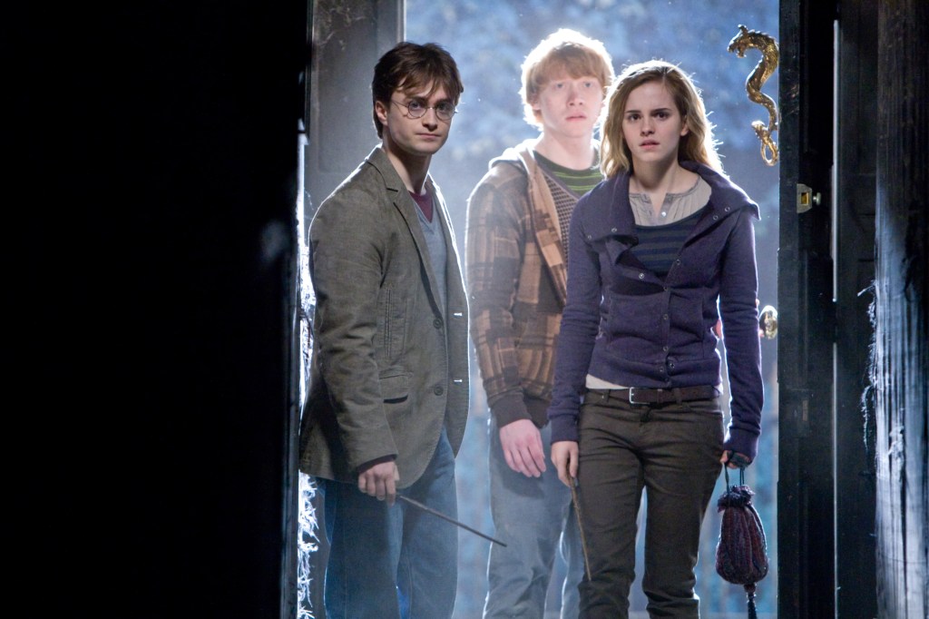 Harry (Daniel Radcliffe), Ron (Rupert Grint) and Hermione (Emma Watson). 