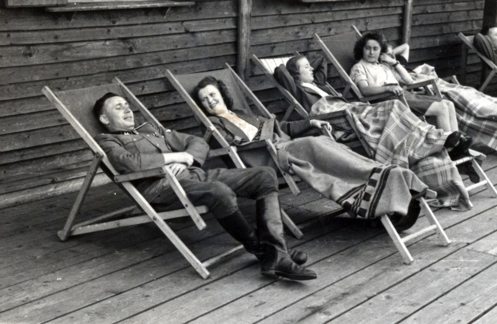 A photo of Nazis sunbathing in deckchairs