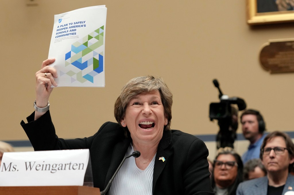 Randi Weingarten at a hearing.