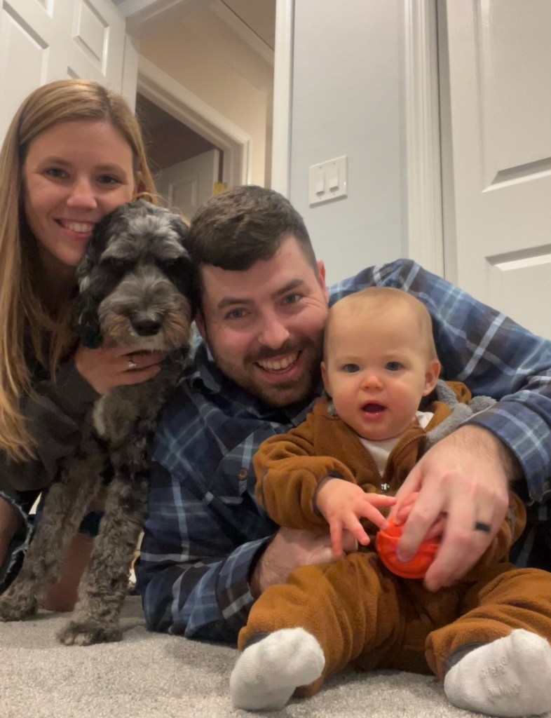 Police Officer Jonathan Diller with his son, Ryan, wife Stephanie and dog, Tucker.