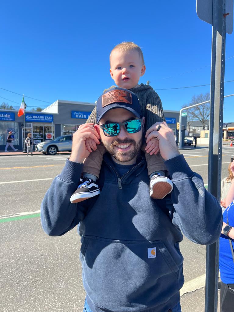 Jonathan Diller and his son outside on an unknown date.