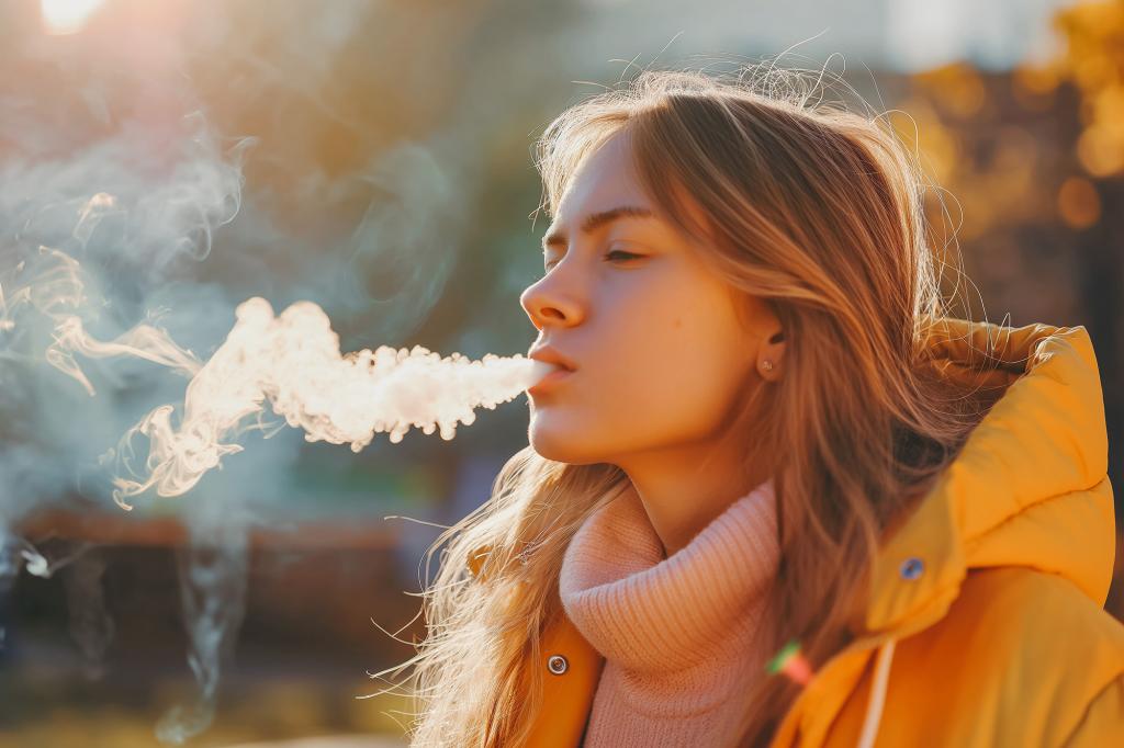 A teen seen vaping.