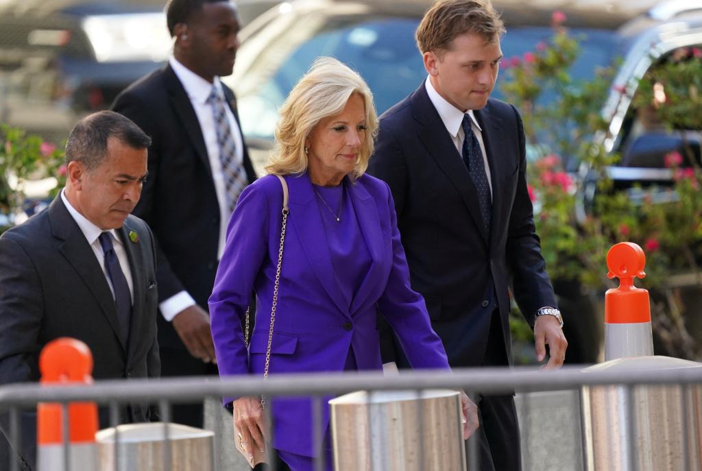 Hunter's stepmother, Jill Biden, arrived to support him.