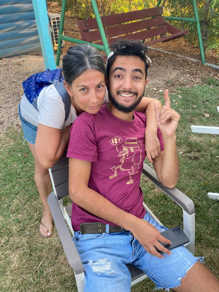 Rachel Goldberg poses for a picture with her son, who has remained in Hamas captivity for more than eight months. 