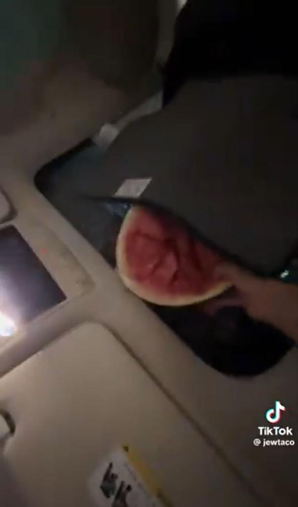 A TikToker pulled a watermelon from a car that had been involved in a crash.