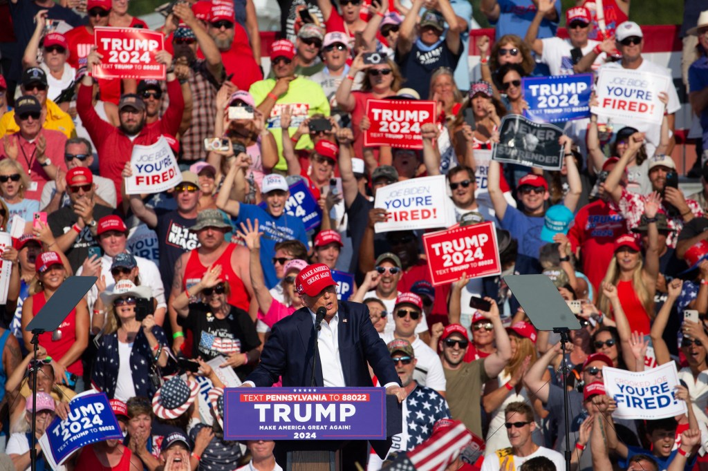 Trump speaks at the Butler, Pa. rally before the assassination attempt.