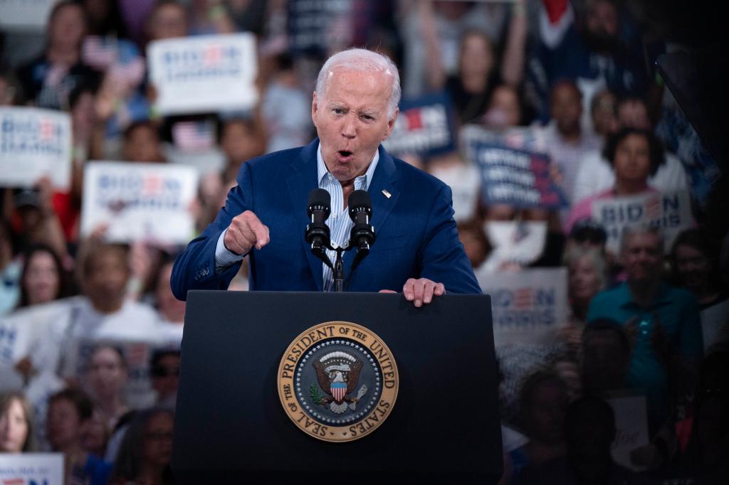 President Joe Biden speaks at a post-debate campaign rally on June 28, 2024 in Raleigh, North Carolina.