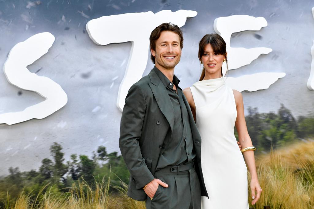 Glen Powell and British actress Daisy Edgar-Jones attend Universal's "Twisters" premiere at the Regency Village theatre in Los Angeles.