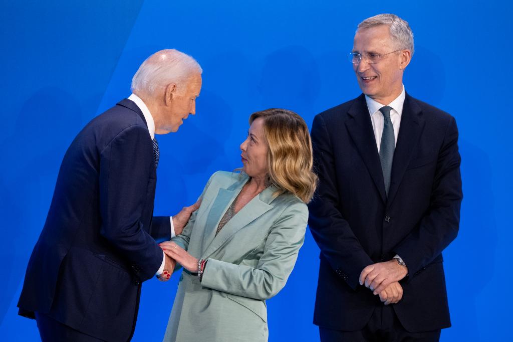 He was the last of the leaders to arrive at last month's G7 meeting in Italy's Puglia region, awkwardly saluting her when she received him onstage before the event began.