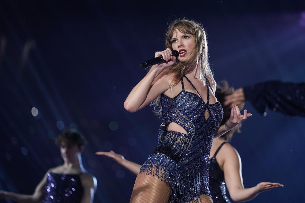 Taylor Swift performs onstage during "Taylor Swift | The Eras Tour" at Olympiastadion on July 27, 2024 in Munich, Germany.