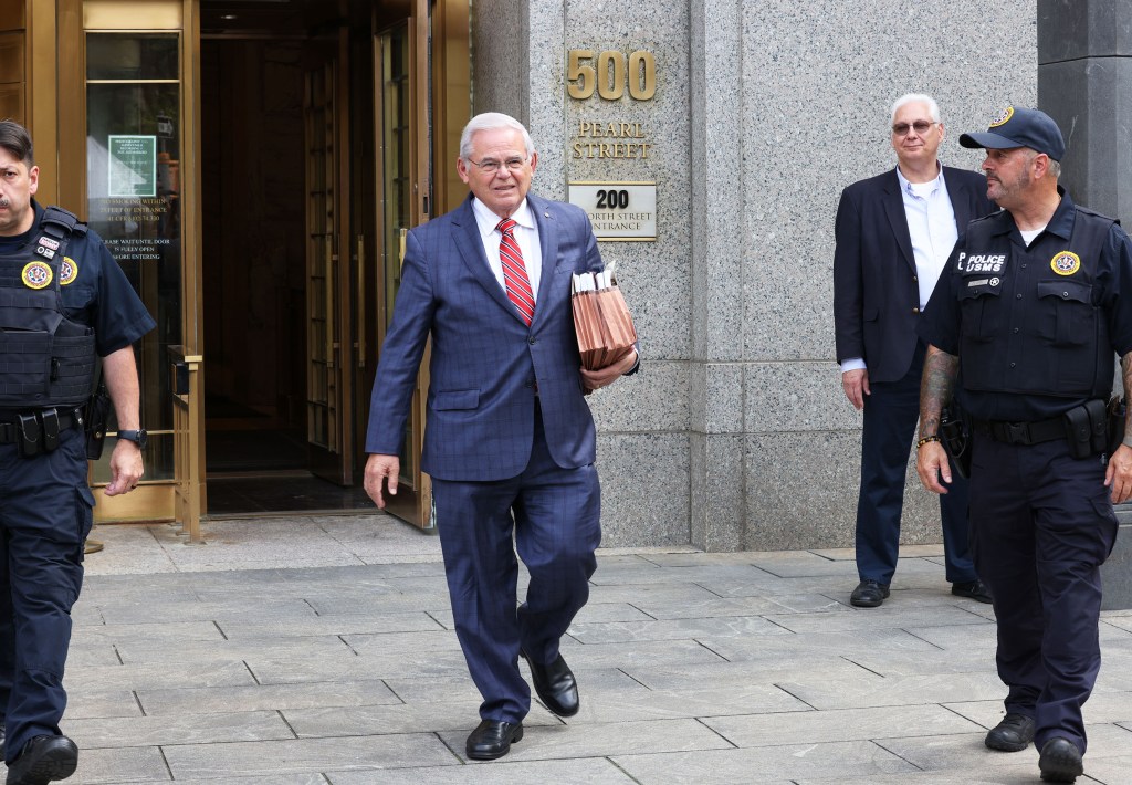 New Jersey Senator Bob Menendez leaving the Federal Court at 500 Pearl Street in Manhattan, NY.