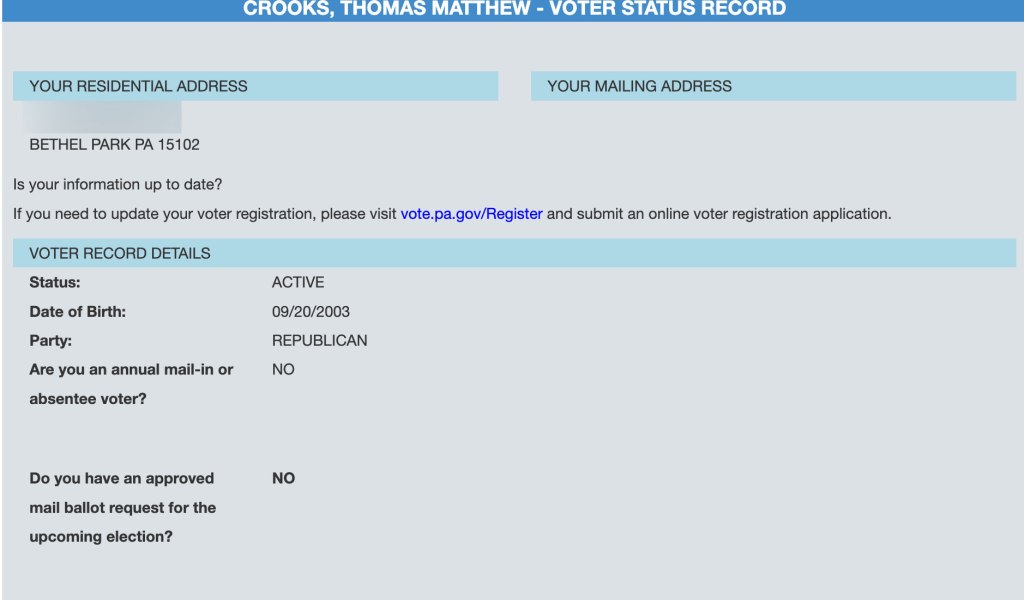 Crooks was a registered Republican, according to state voting records.