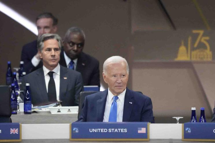 President Joe Biden participates in Working Session III of the North Atlantic Treaty Organization (NATO) Summit at the Walter E. Washington Convention Center in Washington, DC on Thursday, July 11, 2024.