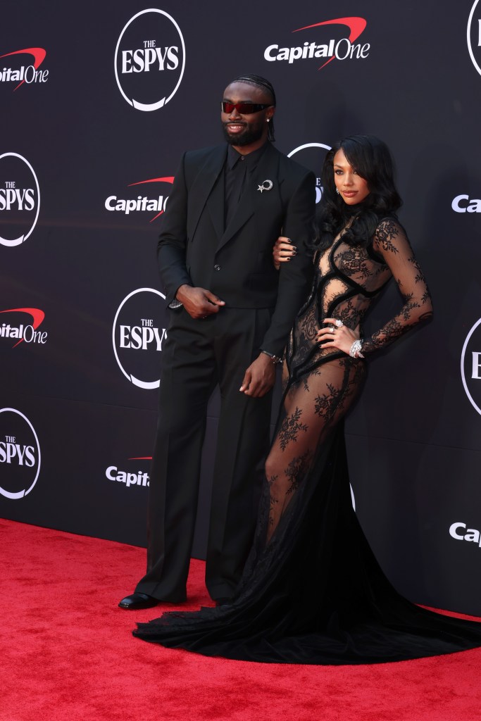 Jaylen Brown and Kysre Gondrezick attend the 2024 ESPY Awards at Dolby Theatre on July 11, 2024 in Hollywood, California. 