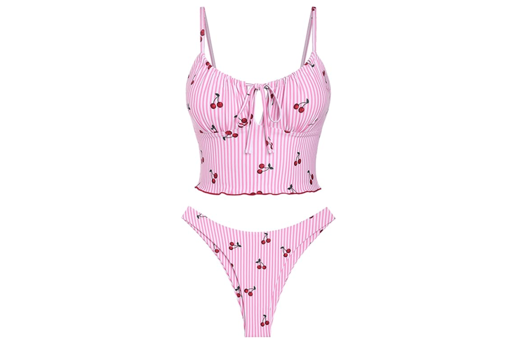 ZAFUL Flounce Sweetheart Cheeky Tankini Set