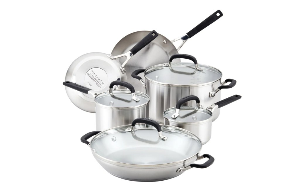 KitchenAid Stainless Steel Cookware Induction Pots and Pans Set