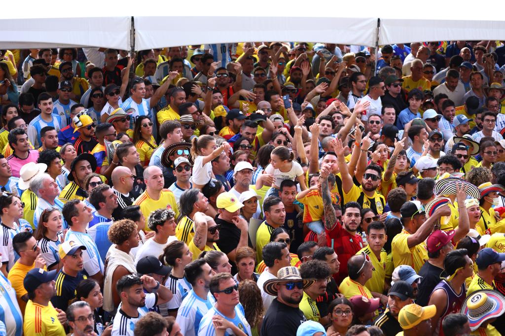 Fans pile up outside of the Copa America Final. 