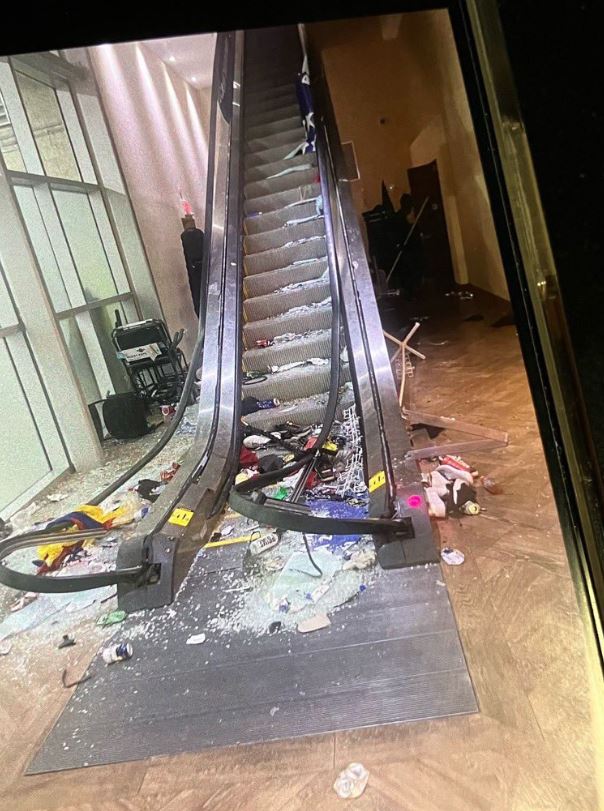 Photos showed an escalator at Hard Rock Stadium destroyed during the Copa America final.