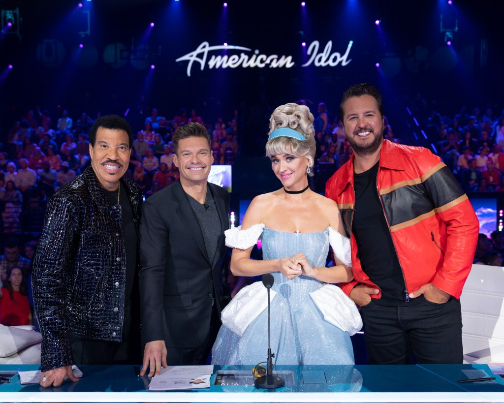 Lionel Richie, Ryan Seacrest, Katy Perry, and Luke Bryan on Disney night of "American Idol."