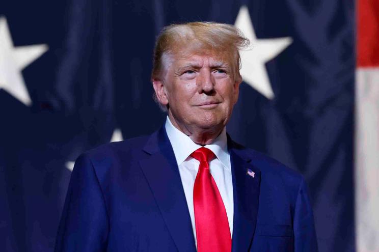 Former U.S. President Donald Trump arrives to deliver remarks during the Georgia state GOP convention at the Columbus Convention and Trade Center on June 10, 2023 in Columbus, Georgia