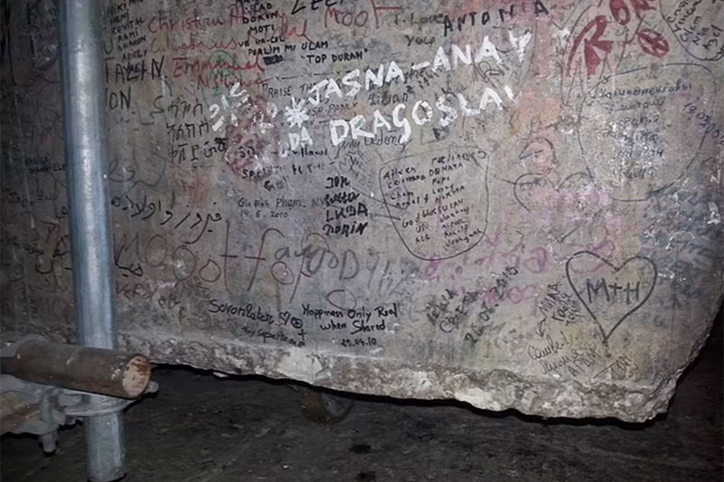 Slab of rock covered in writing