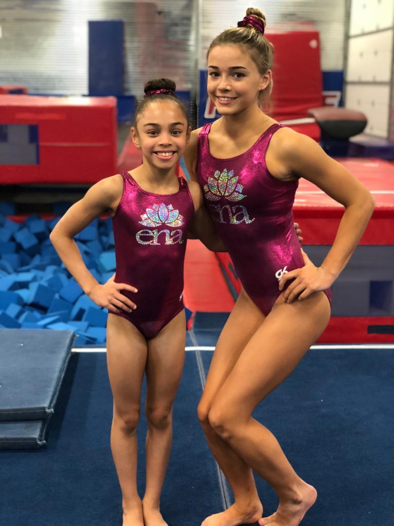 Young Hezly Rivera training at ENA Gymnastics with other gymnasts, including Olivia Dunne